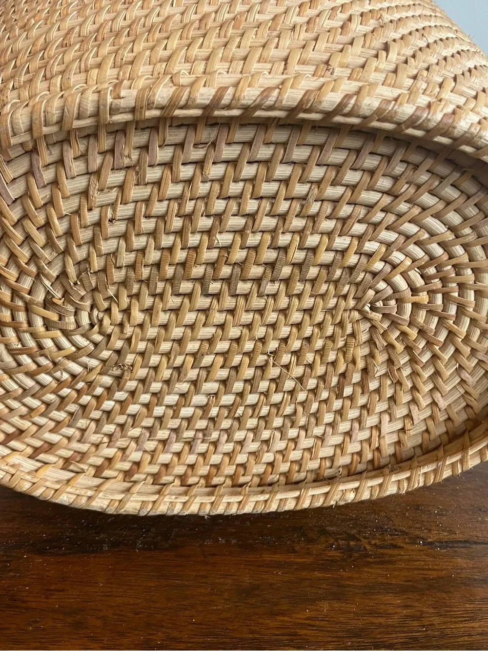 Woven Rattan Storage Box with Metal Clasp - Natural
